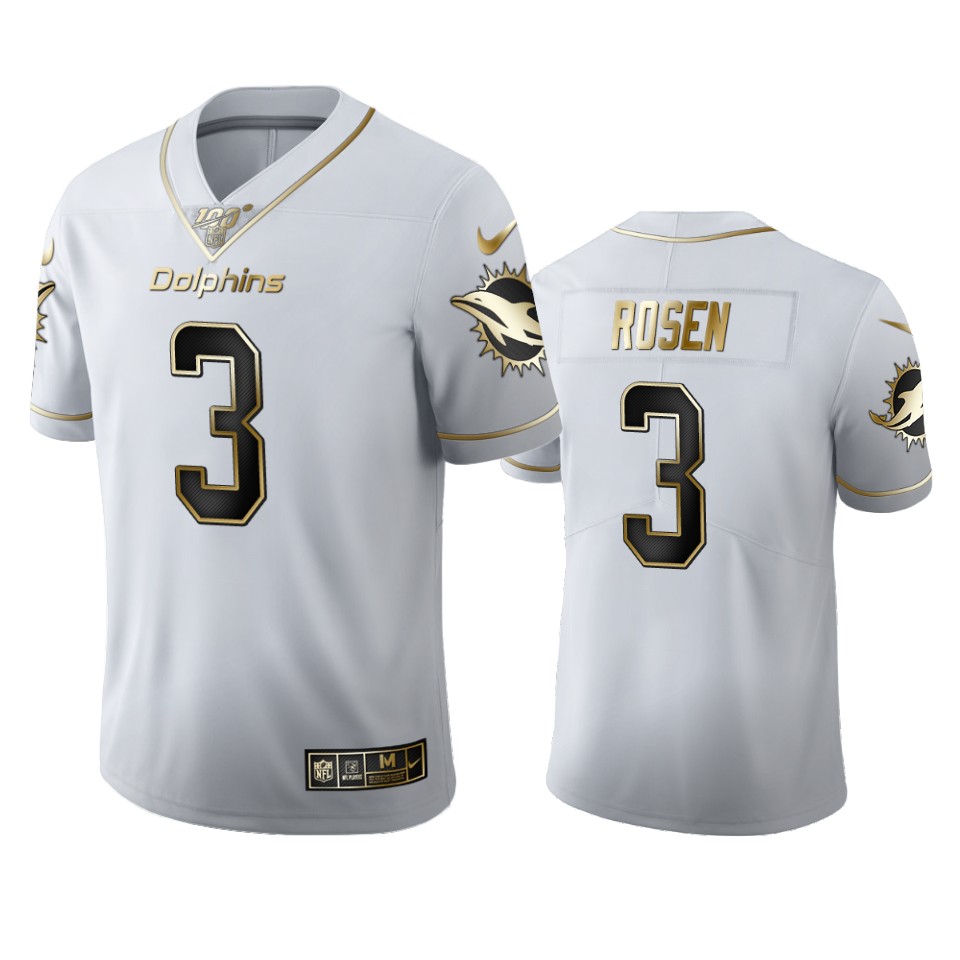 Miami Dolphins #3 Josh Rosen Men Nike White Golden Edition Vapor Limited NFL 100 Jersey
